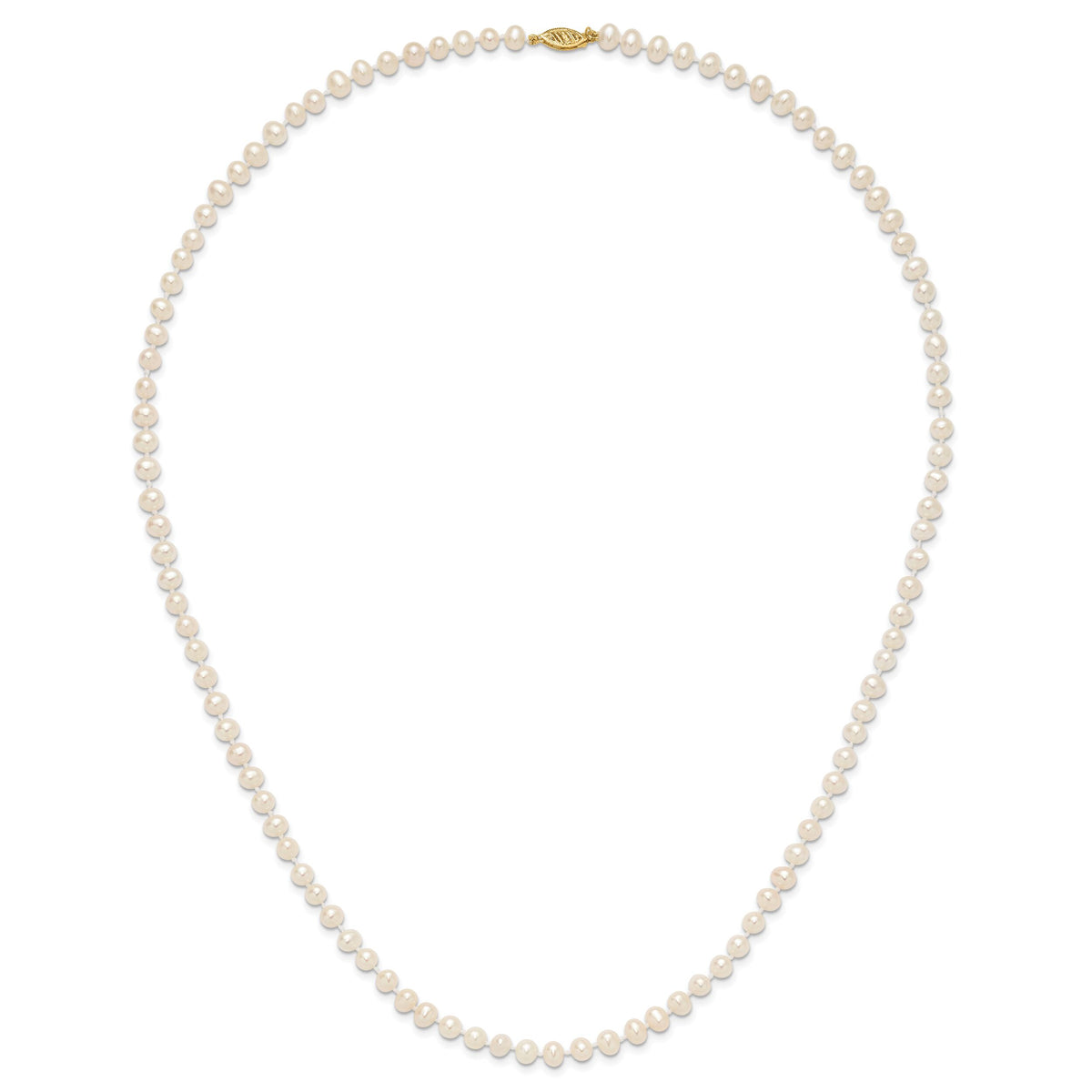 14k 5-6mm White Near Round Freshwater Cultured Pearl Necklace-WPN050-24