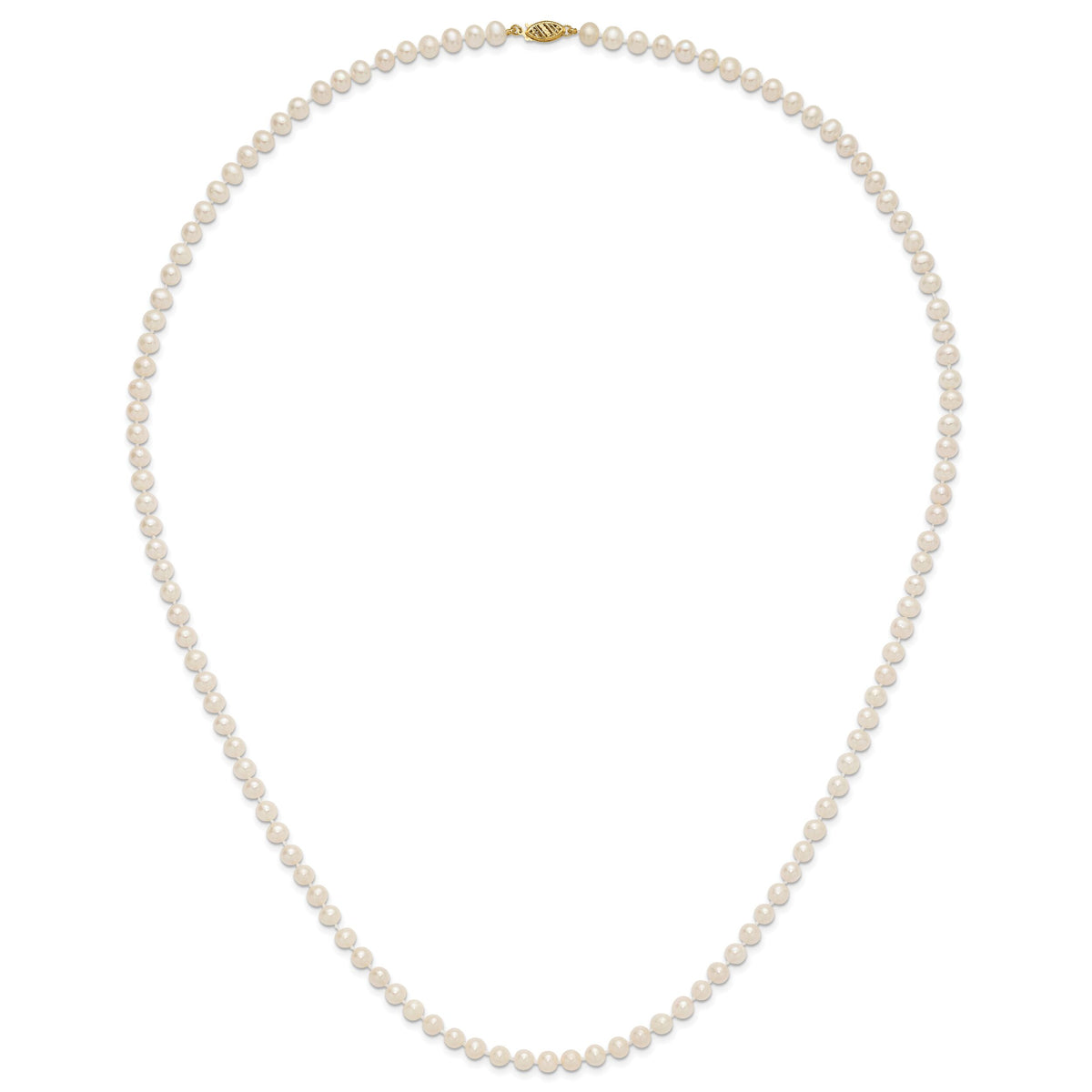 14k 5-6mm White Near Round Freshwater Cultured Pearl Necklace-WPN050-28