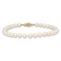 14k 5-6mm White Near Round Freshwater Cultured Pearl Bracelet-WPN050-7.5