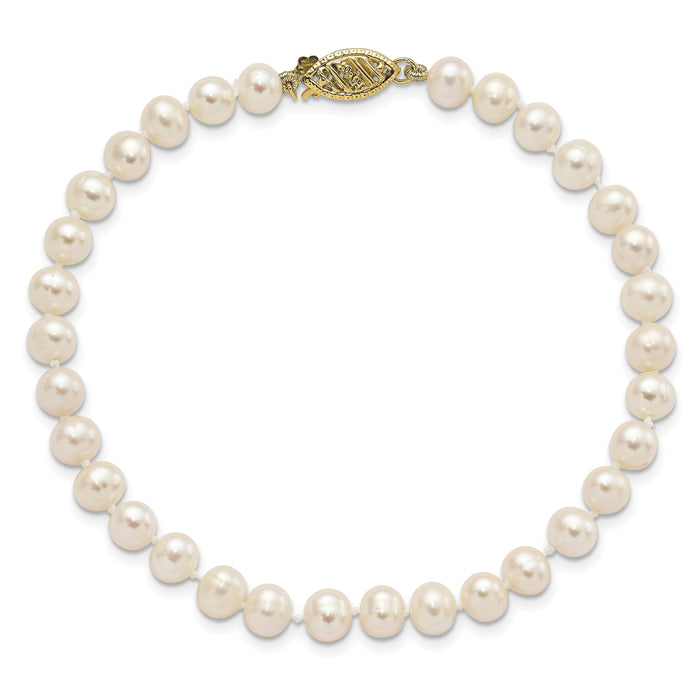 14k 5-6mm White FW Cultured Pearl 8.25in Bracelet-WPN050-8.25