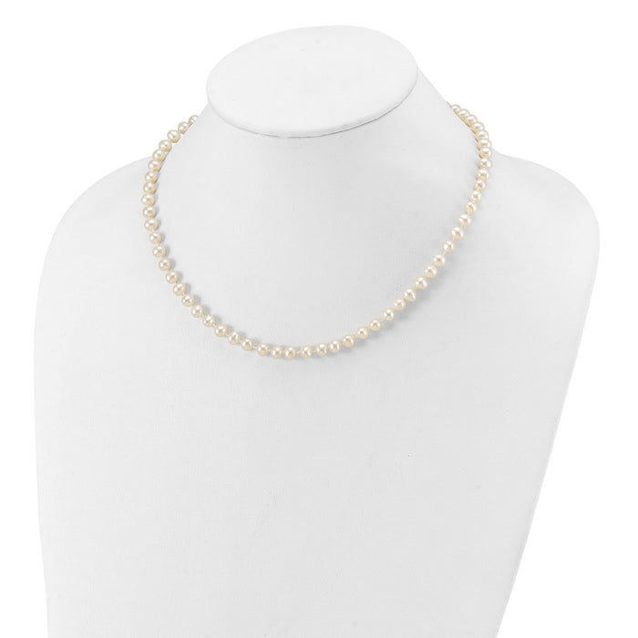14k WG 5-6mm White Near Round Freshwater Cultured Pearl Necklace-WPN050W-16