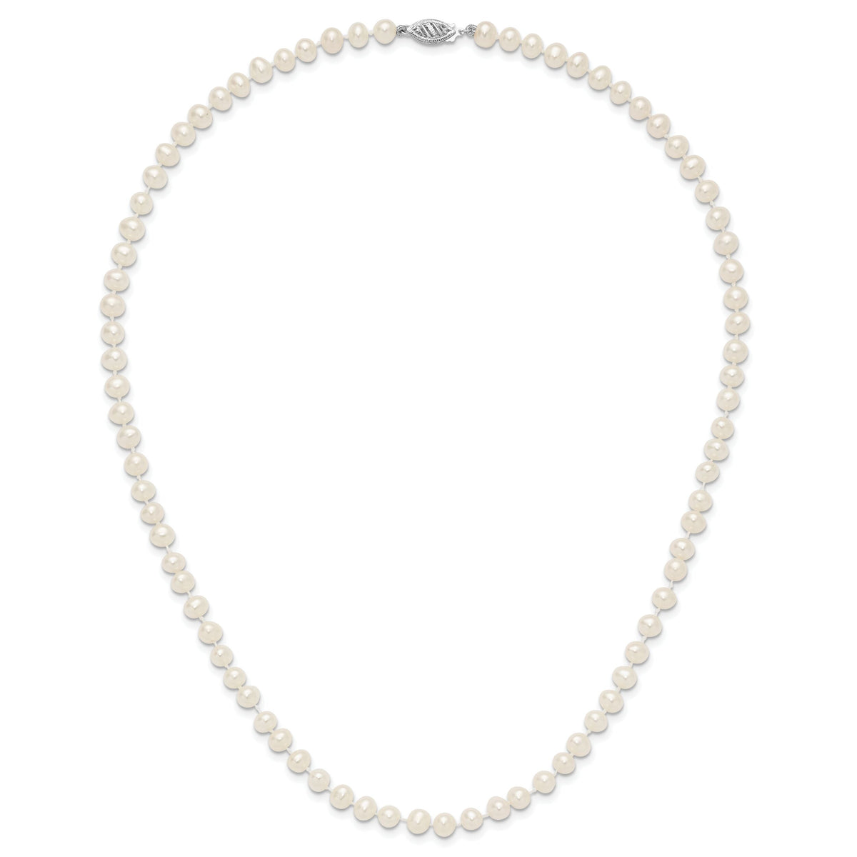 14k WG 5-6mm Near Rnd Wht Freshwater Cultured Pearl 18in Necklace-WPN050W-18