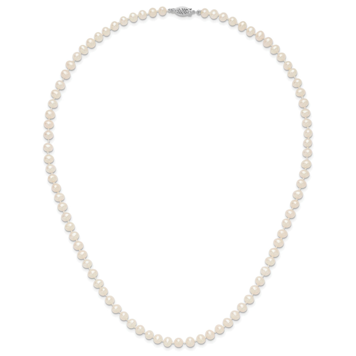 14k WG 5-6mm White Near Round Freshwater Cultured Pearl Necklace-WPN050W-20
