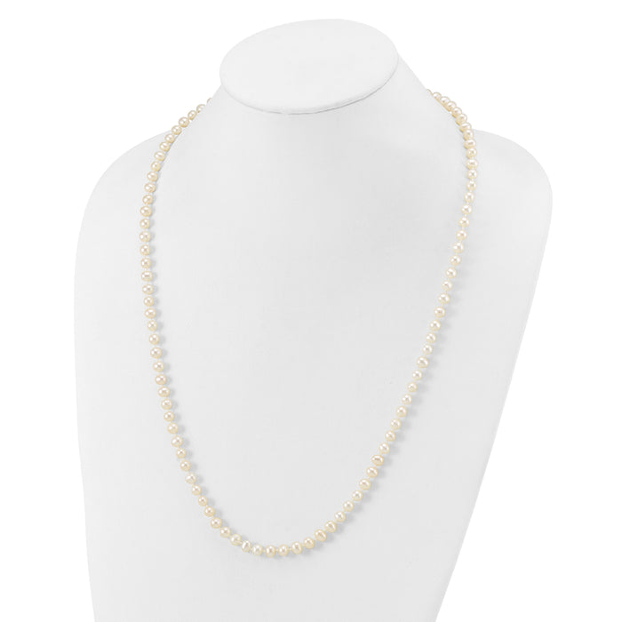 14k WG 5-6mm White Near Round Freshwater Cultured Pearl Necklace-WPN050W-24
