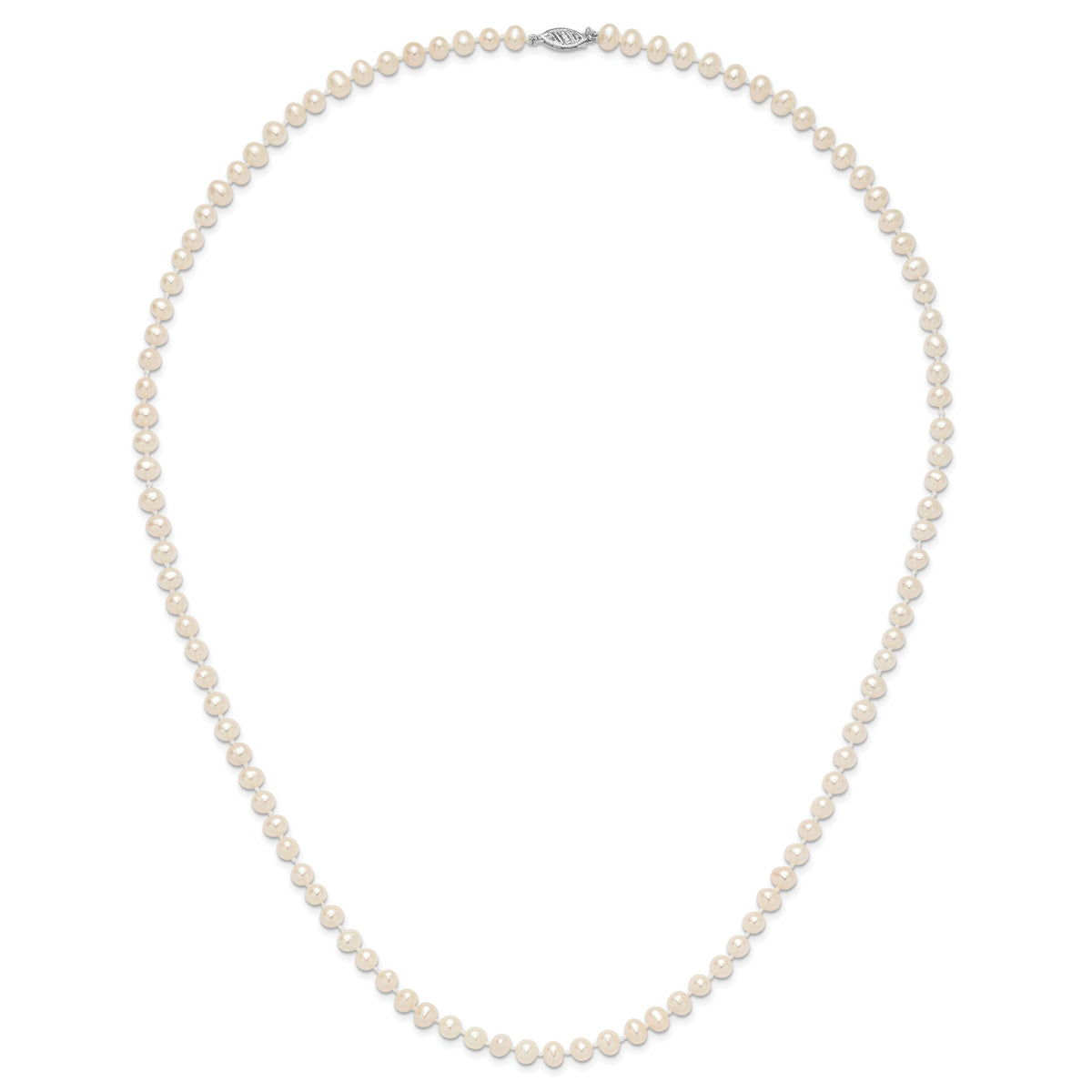14k WG 5-6mm White Near Round Freshwater Cultured Pearl Necklace-WPN050W-24