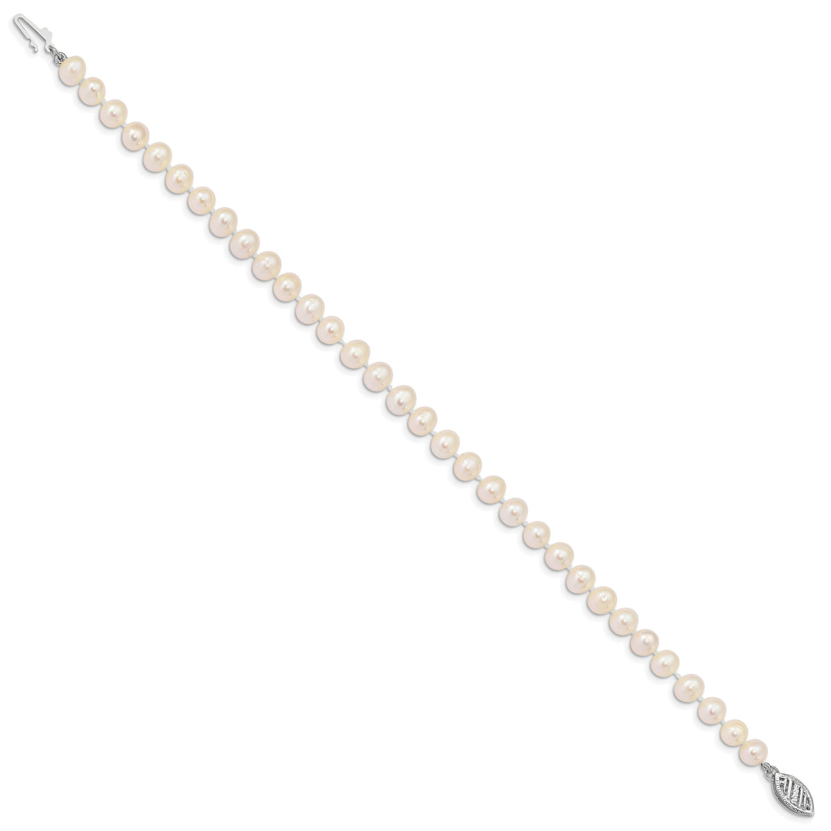 14k WG 5-6mm Near Rnd Wht Freshwater Cultured Pearl 7.5in Bracelet-WPN050W-7.5