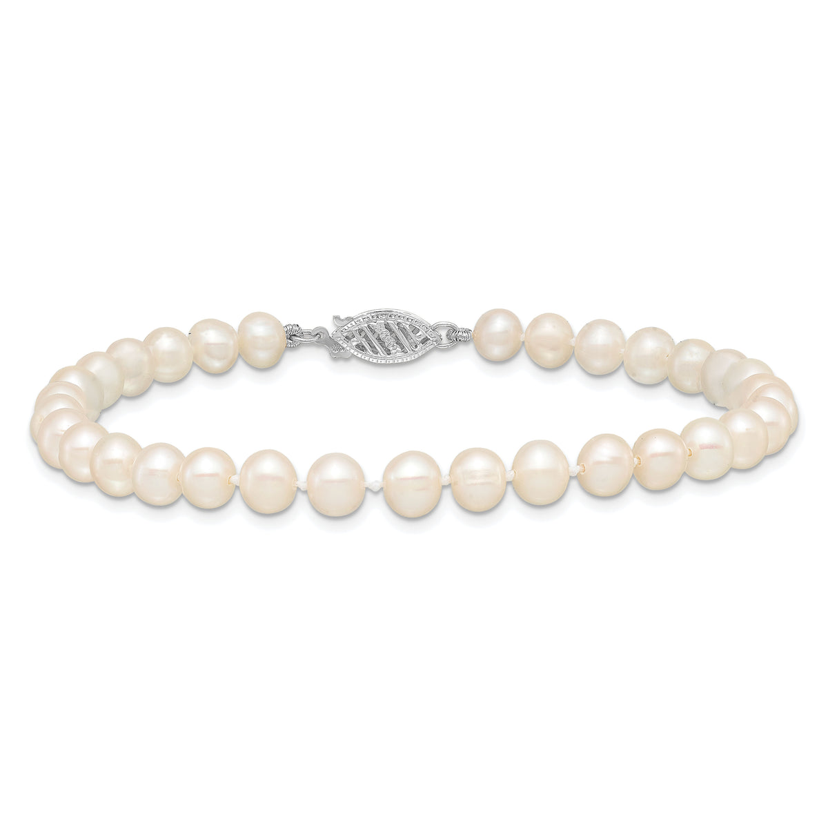 14k WG 5-6mm White FW Cultured Pearl 8.25in Bracelet-WPN050W-8.25