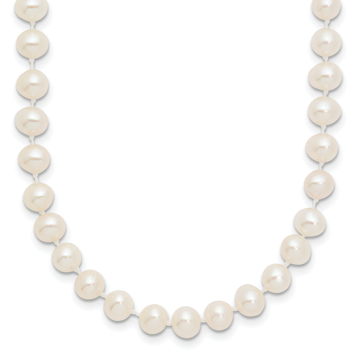 14k WG 5-6mm Near Rnd Wht Freshwater Cultured Pearl 18in Necklace-WPN050W-18