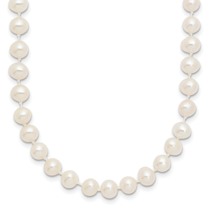 14k 5-6mm White Near Round Freshwater Cultured Pearl Necklace-WPN050-18