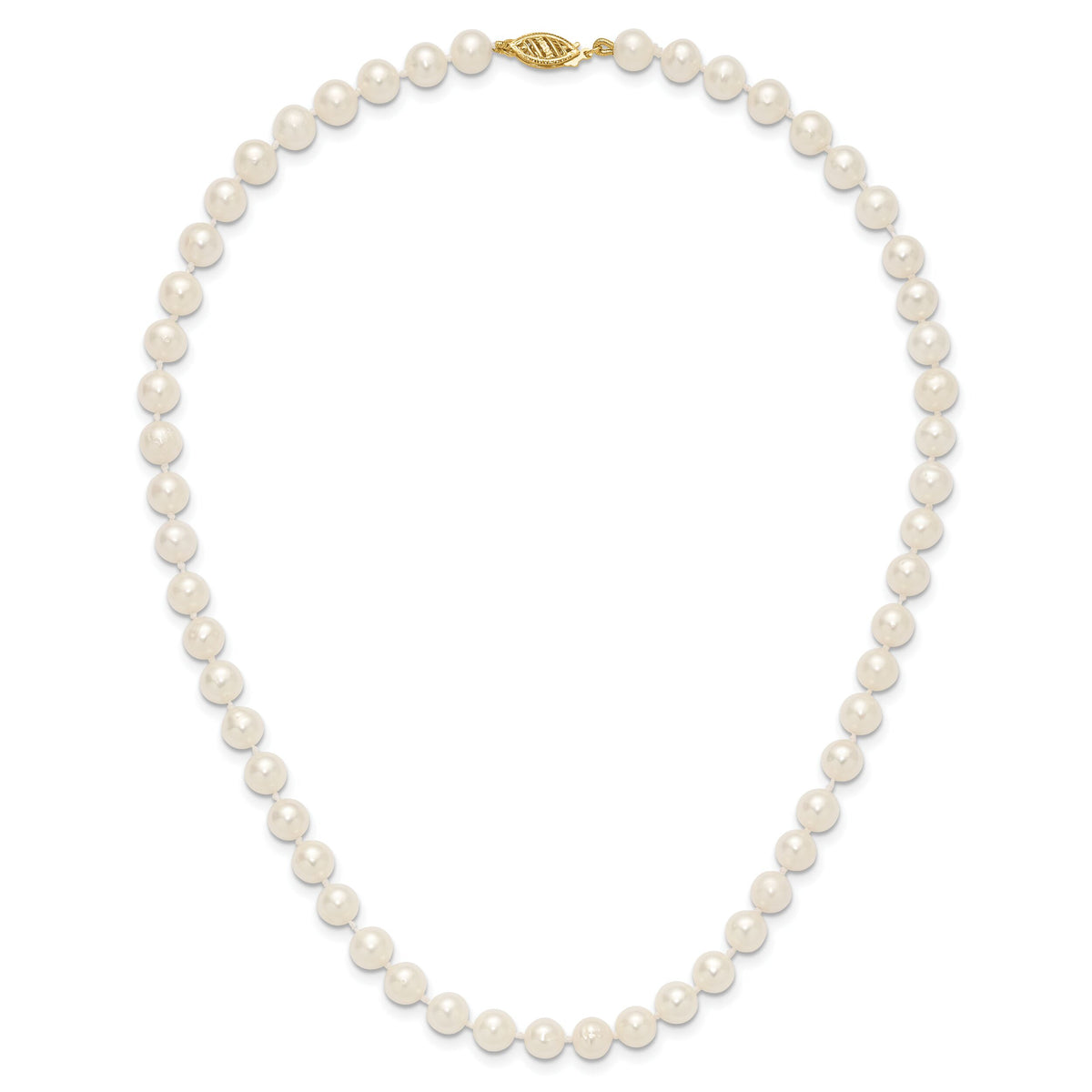 14k 6-7mm White Near Round Freshwater Cultured Pearl Necklace-WPN060-16