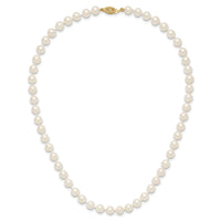 14k 6-7mm White Near Round Freshwater Cultured Pearl Necklace-WPN060-16