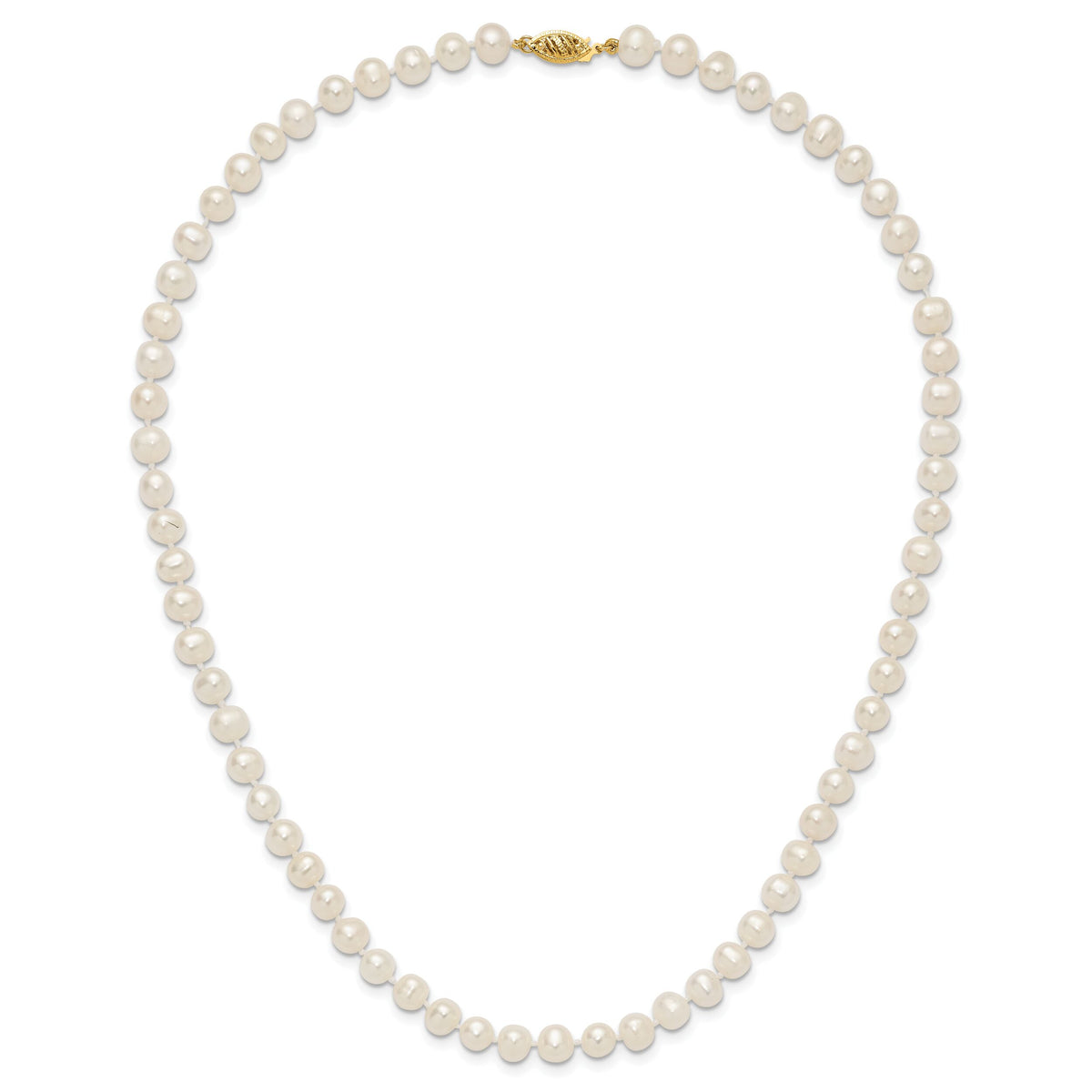 14k 6-7mm White Near Round Freshwater Cultured Pearl Necklace-WPN060-18