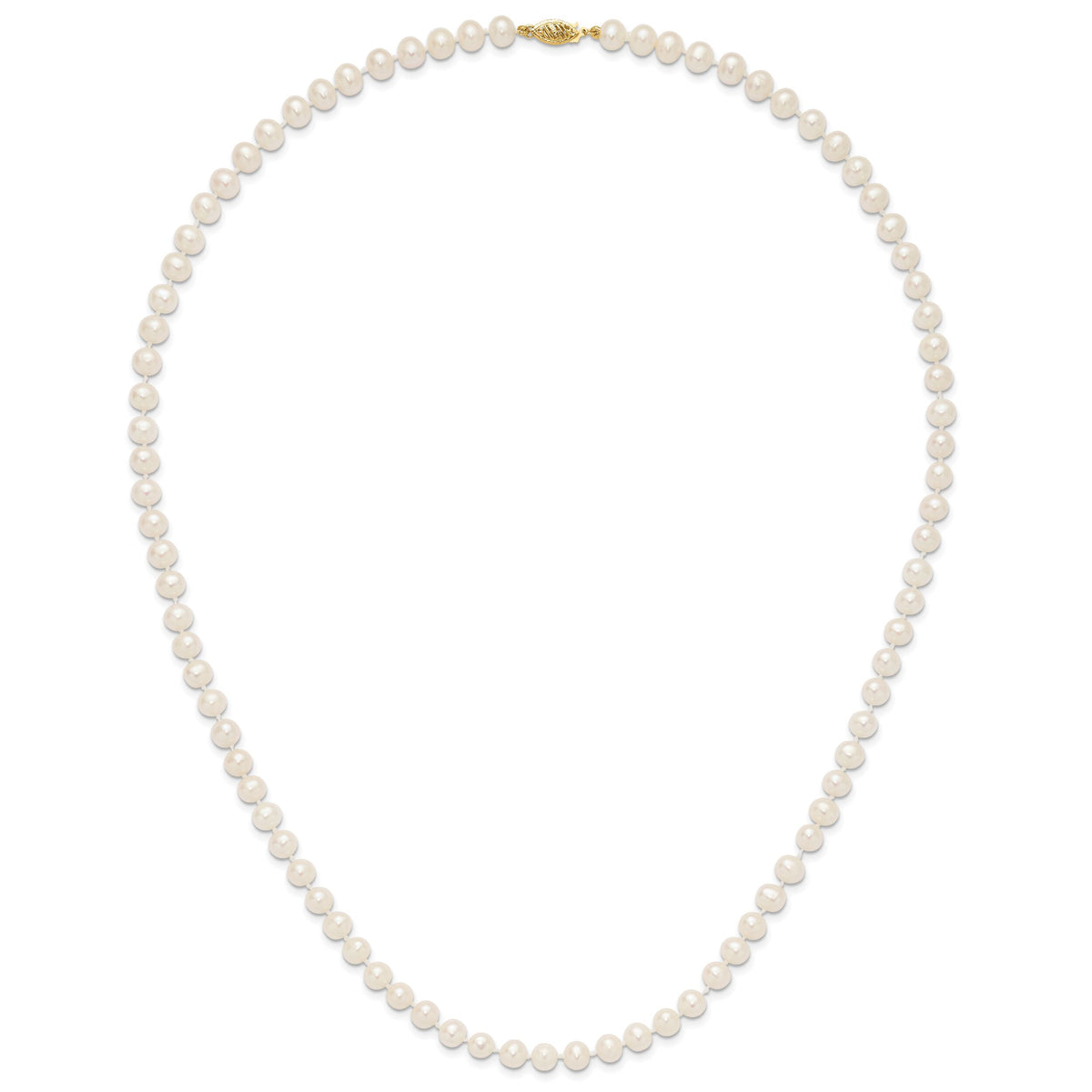 14k 6-7mm White Near Round Freshwater Cultured Pearl Necklace-WPN060-24