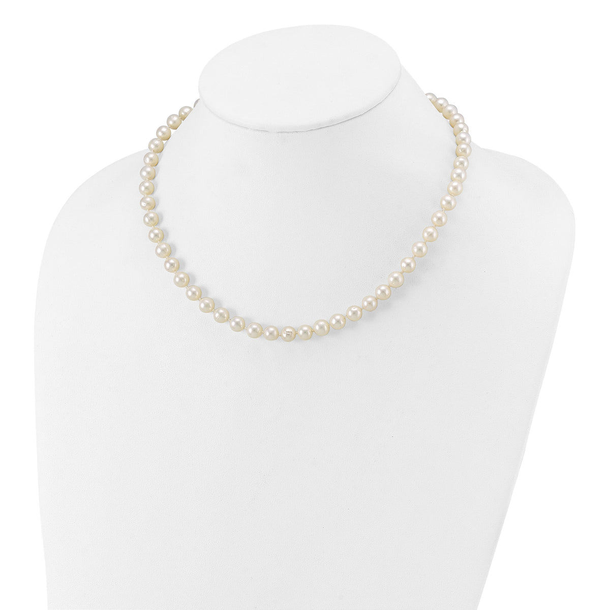 14k WG 6-7mm White Near Round Freshwater Cultured Pearl Necklace-WPN060W-16