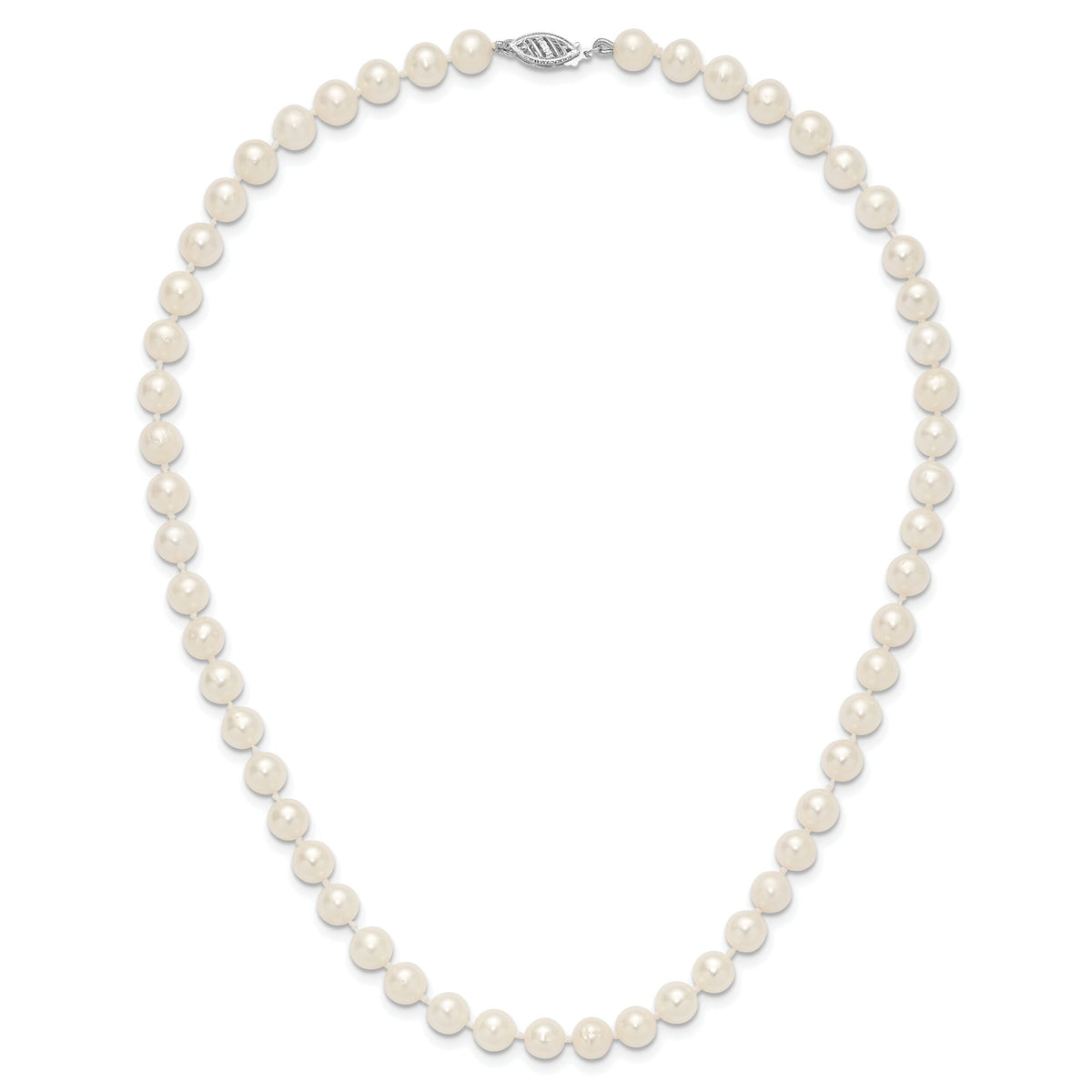 14k WG 6-7mm White Near Round Freshwater Cultured Pearl Necklace-WPN060W-16