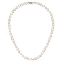 14k WG 6-7mm White Near Round Freshwater Cultured Pearl Necklace-WPN060W-16