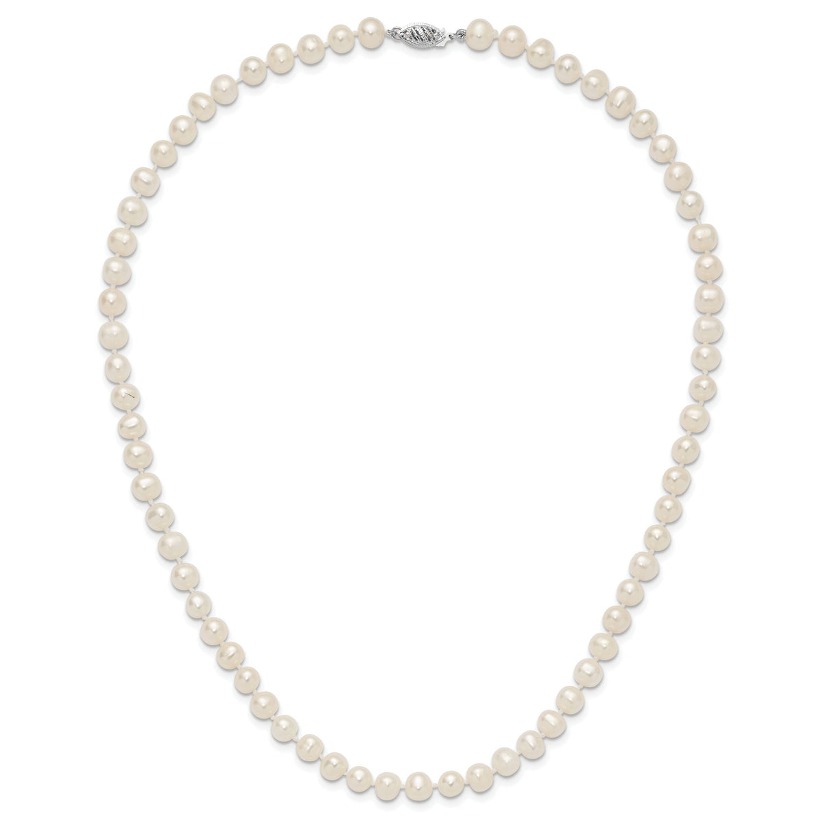 14k WG 6-7mm Near Rnd Wht Freshwater Cultured Pearl 18in Necklace-WPN060W-18