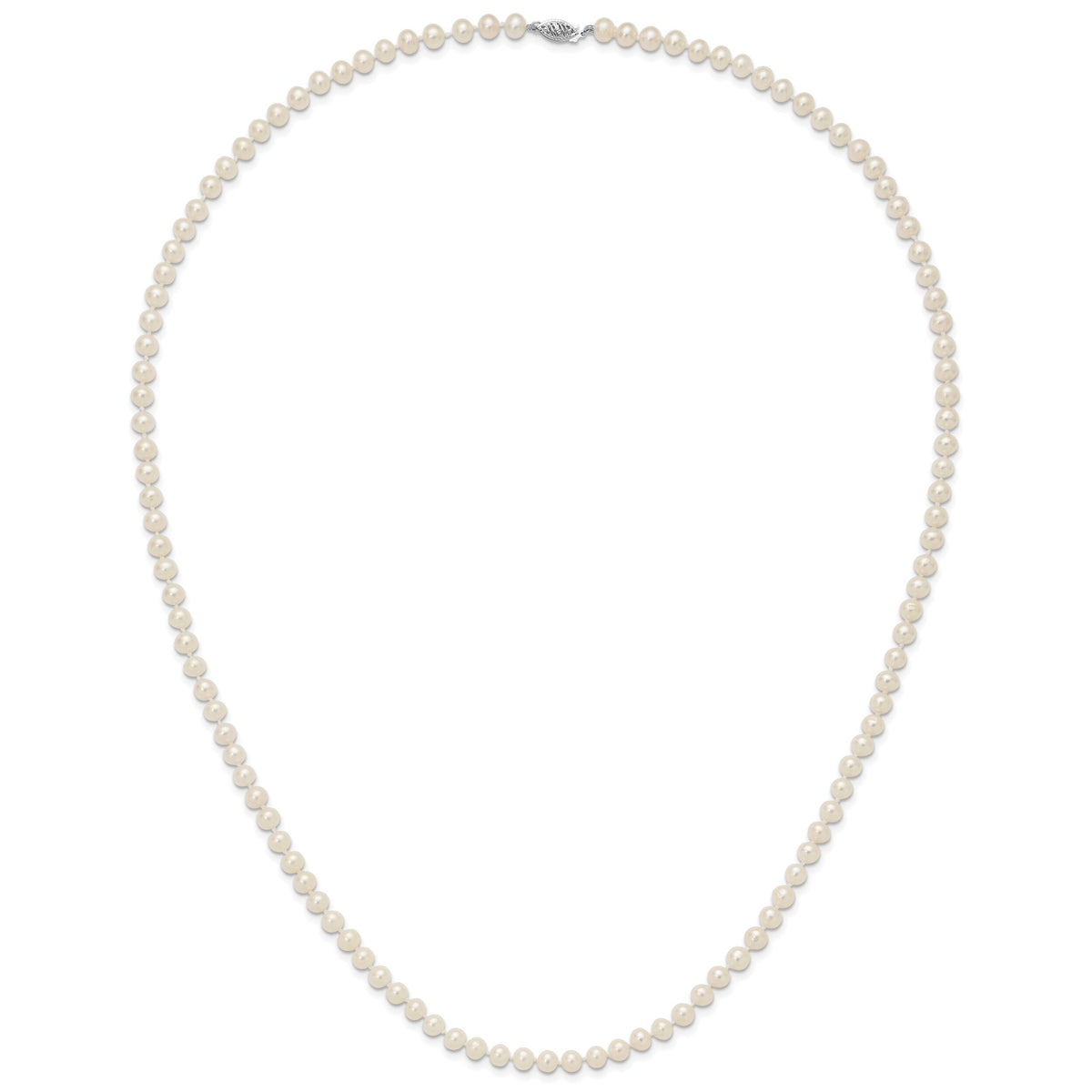 14k WG 6-7mm White Near Round Freshwater Cultured Pearl Necklace-WPN060W-28
