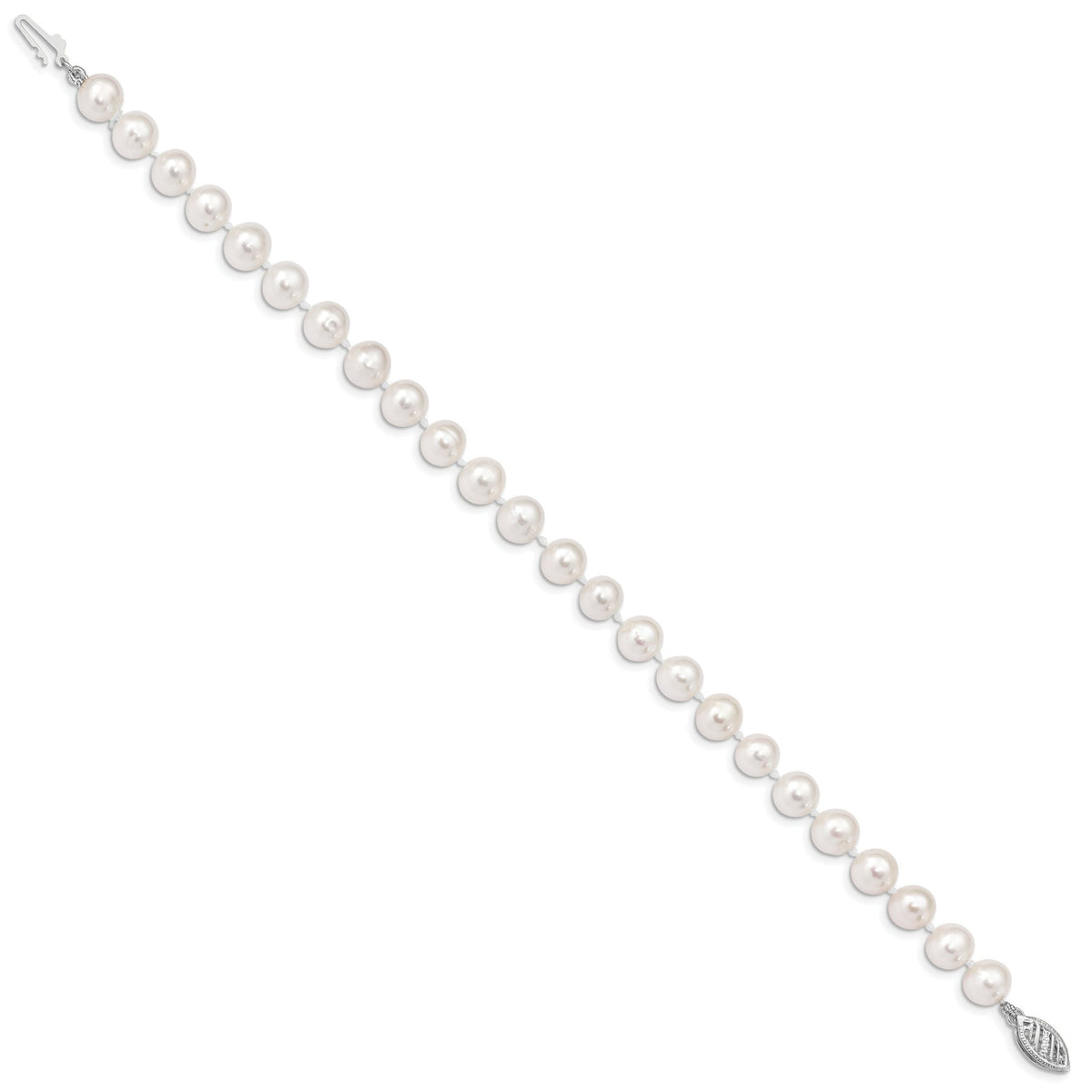 14k WG 6-7mm Near Rnd Wht Freshwater Cultured Pearl 7.5in Bracelet-WPN060W-7.5
