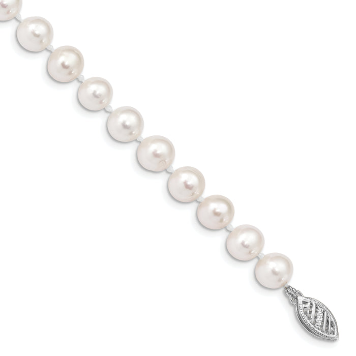14k WG 6-7mm Near Rnd Wht Freshwater Cultured Pearl 7.5in Bracelet-WPN060W-7.5