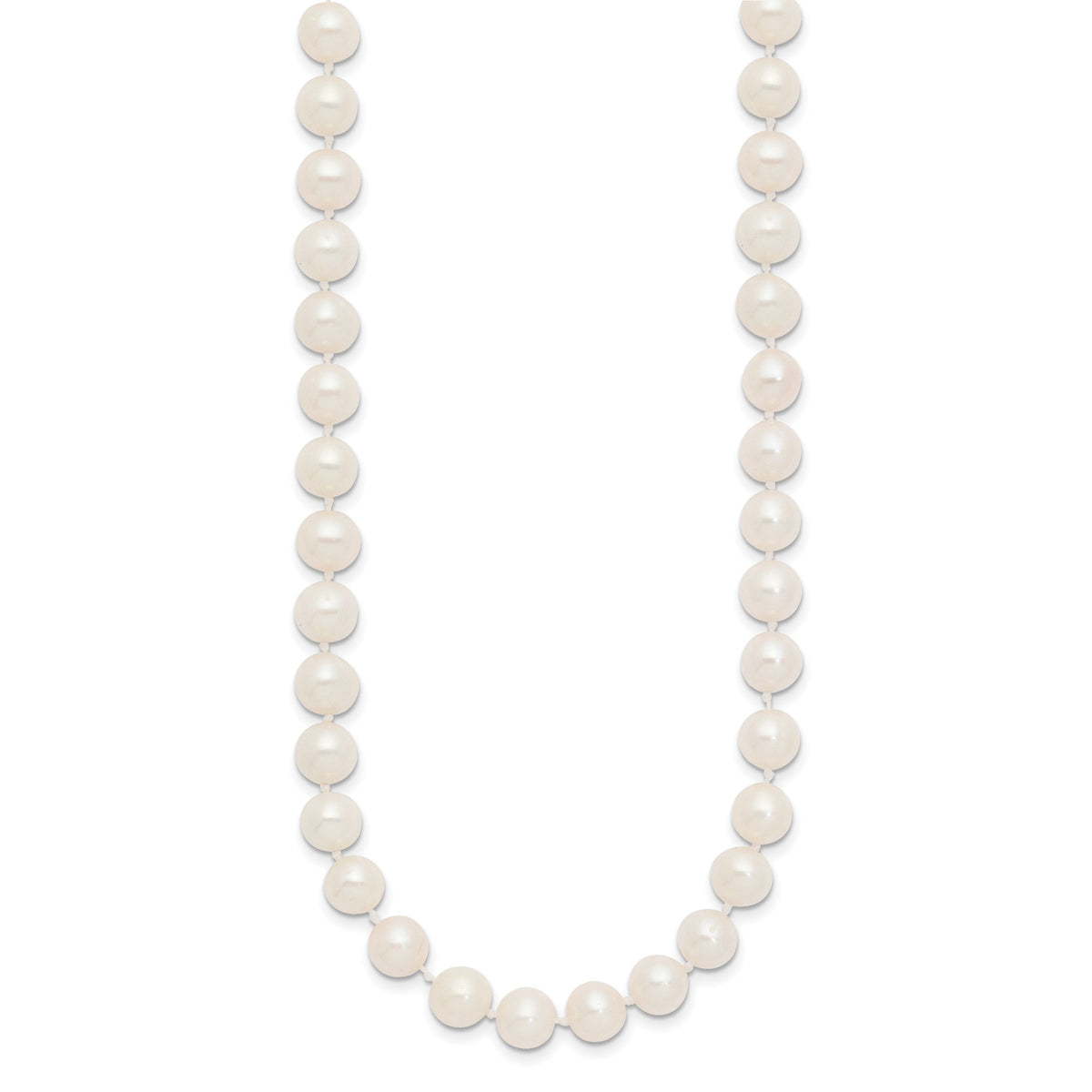 14k 7-8mm White Near Round Freshwater Cultured Pearl Necklace-WPN070-24