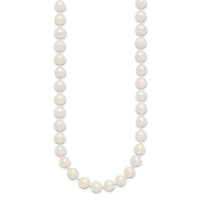 14k 7-8 mm White Near Round Freshwater Cultured Pearl Necklace-WPN070-28