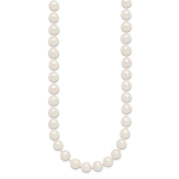 14k 7-8 mm White Near Round Freshwater Cultured Pearl Necklace-WPN070-28