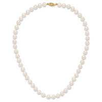 14k 7-8mm White Near Round Freshwater Cultured Pearl Necklace-WPN070-16