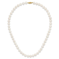 14k 7-8mm White Near Round Freshwater Cultured Pearl Necklace-WPN070-18