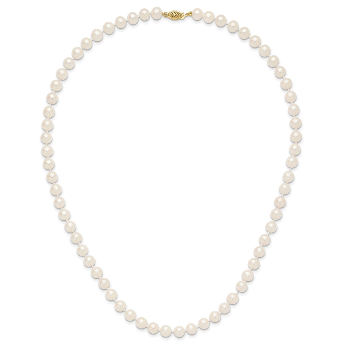 14k 7-8mm White Near Round Freshwater Cultured Pearl Necklace-WPN070-20