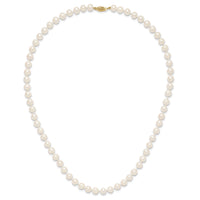 14k 7-8mm White Near Round Freshwater Cultured Pearl Necklace-WPN070-20