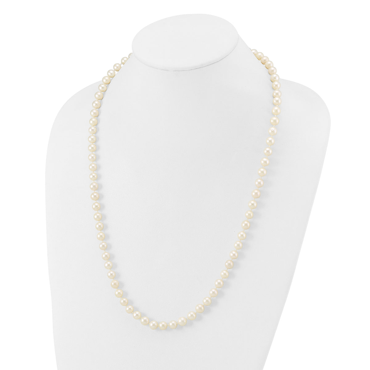 14k 7-8mm White Near Round Freshwater Cultured Pearl Necklace-WPN070-24