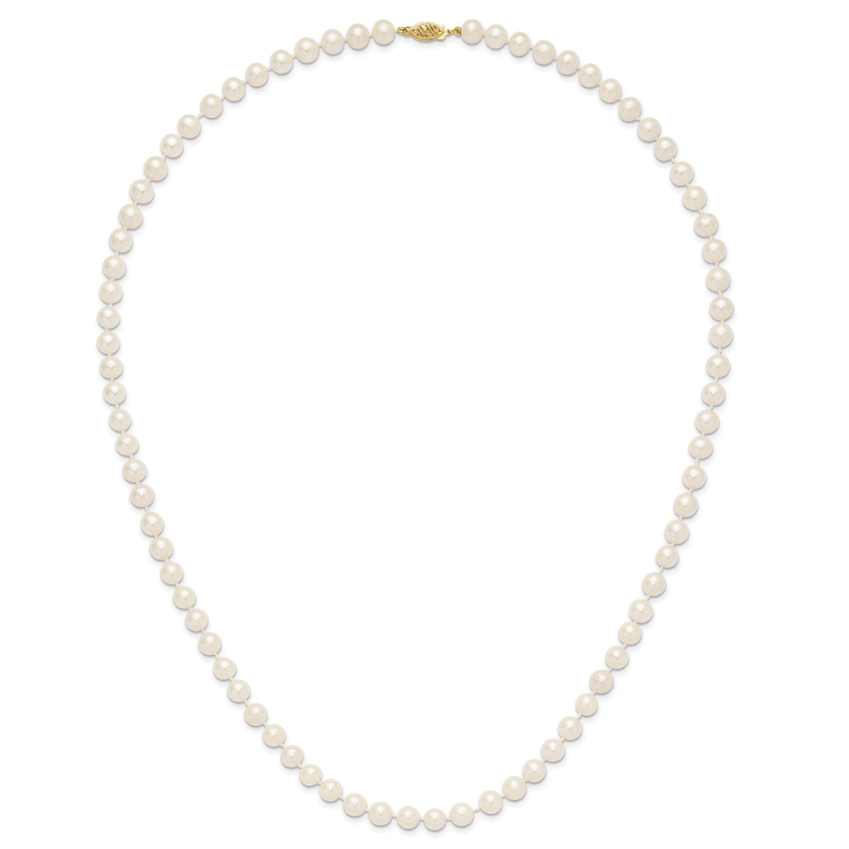 14k 7-8mm White Near Round Freshwater Cultured Pearl Necklace-WPN070-24