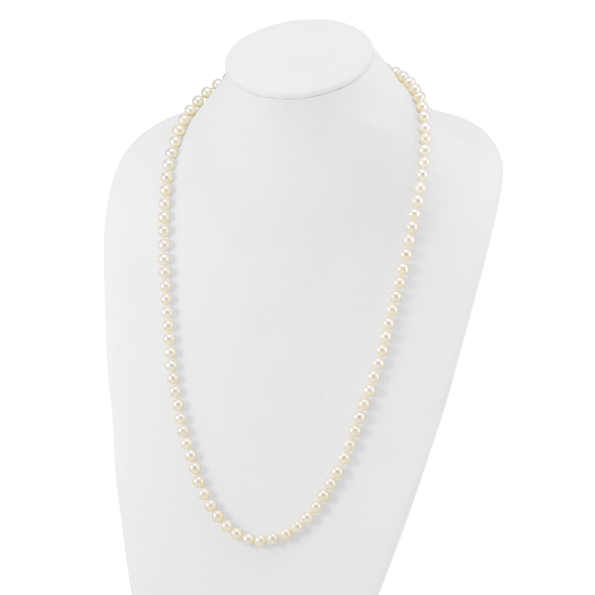 14k 7-8 mm White Near Round Freshwater Cultured Pearl Necklace-WPN070-28