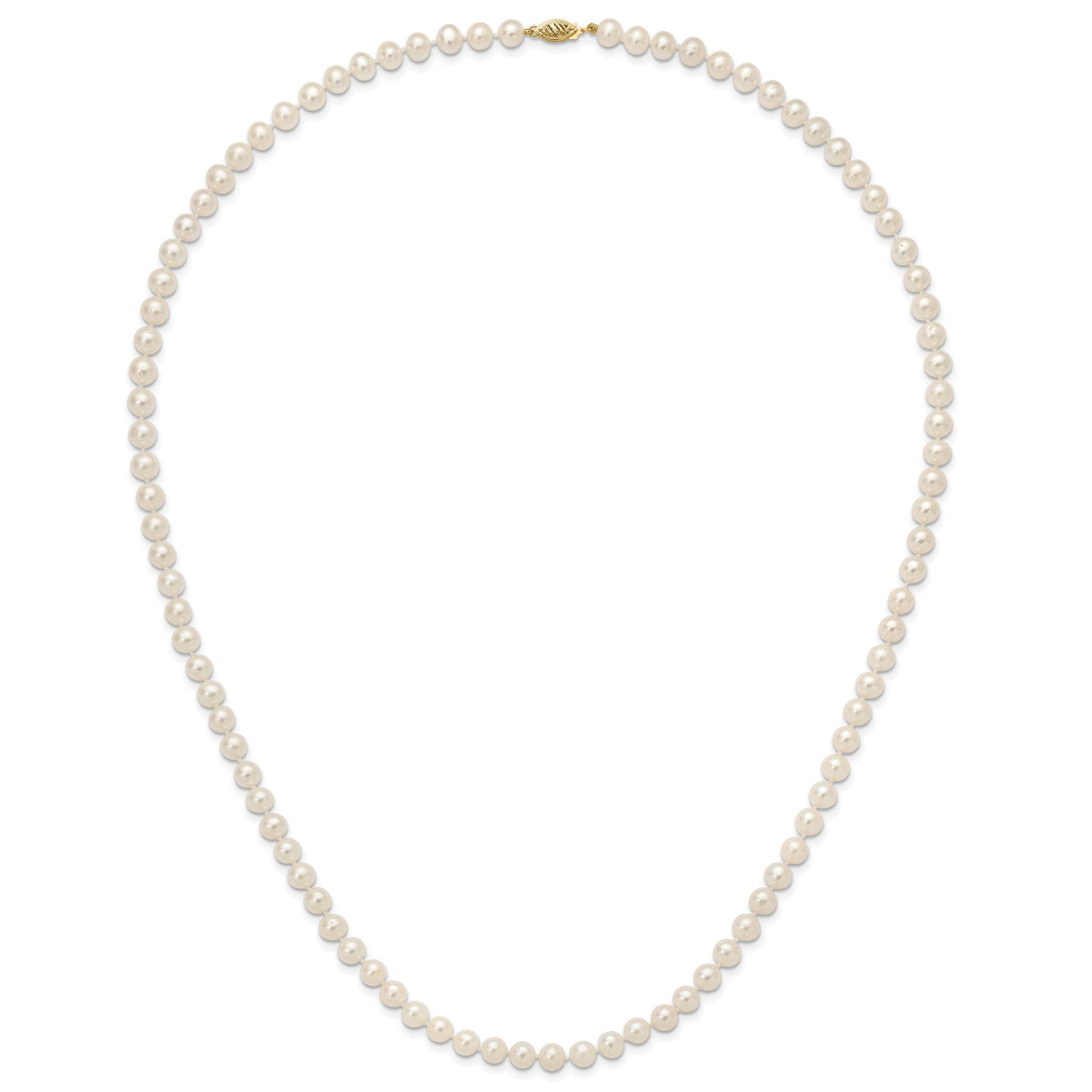 14k 7-8 mm White Near Round Freshwater Cultured Pearl Necklace-WPN070-28