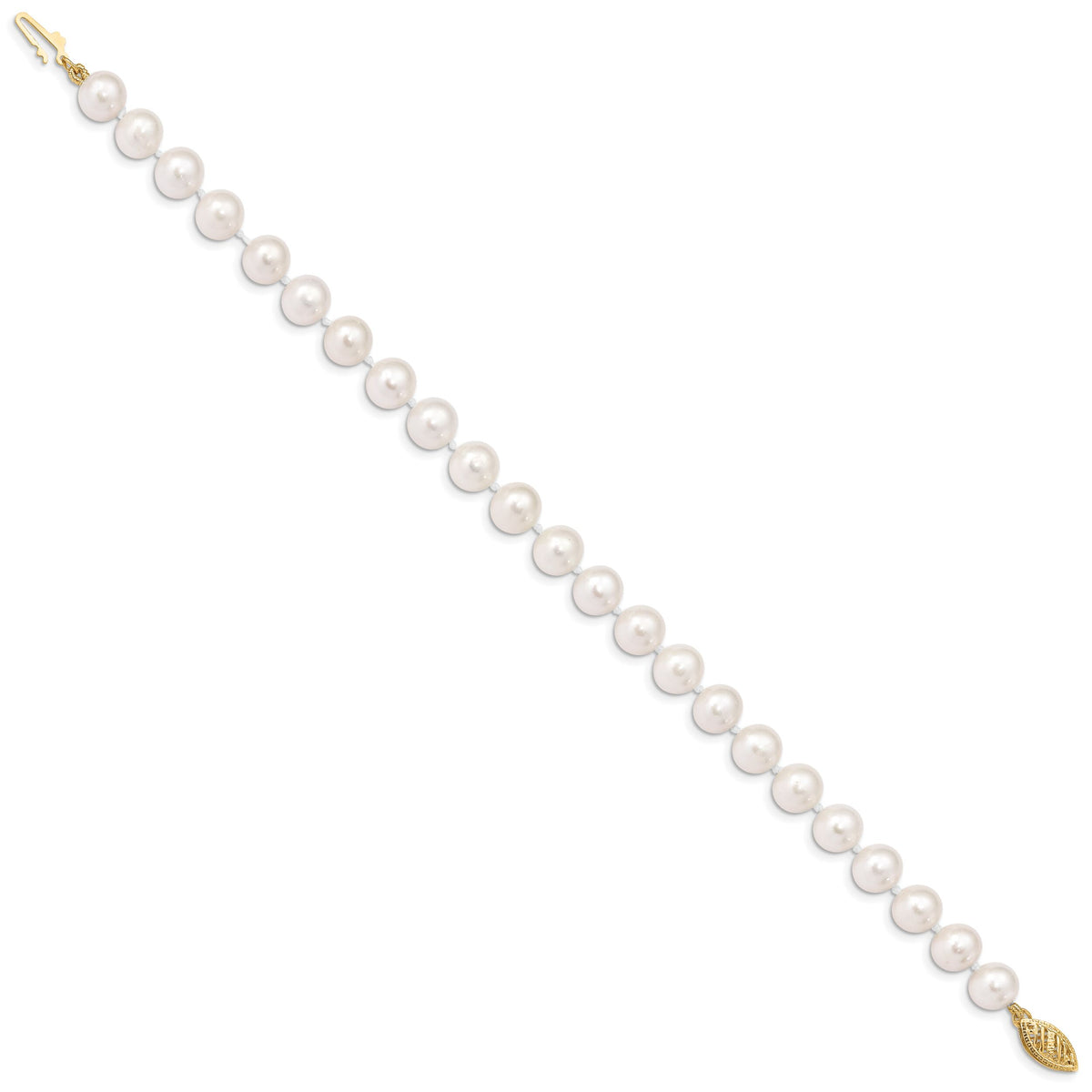 14k 7-8mm White Freshwater Cultured Pearl 8.25in Bracelet-WPN070-8.25