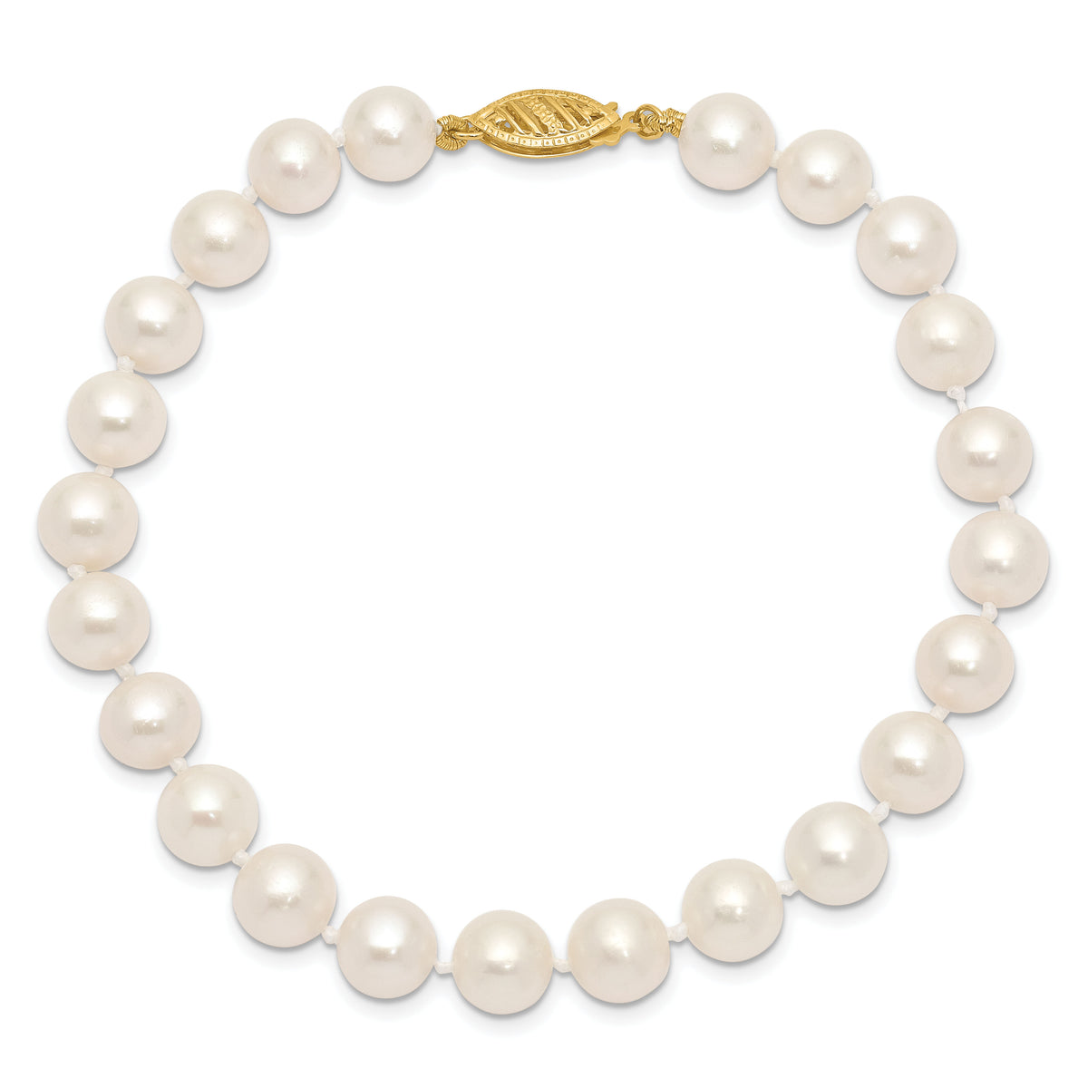14k 7-8mm White Freshwater Cultured Pearl 8.25in Bracelet-WPN070-8.25