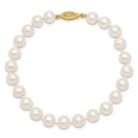 14k 7-8mm White Freshwater Cultured Pearl 8.25in Bracelet-WPN070-8.25