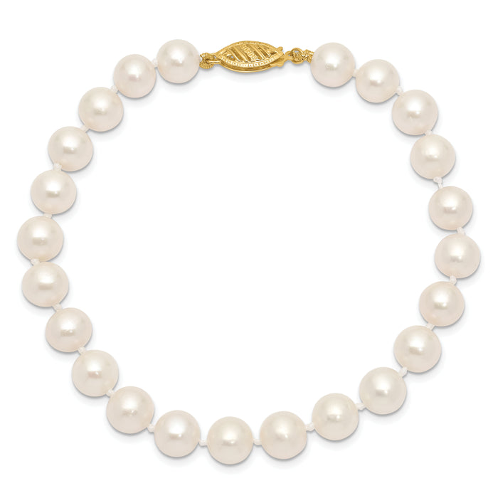14k 7-8mm White Freshwater Cultured Pearl 8.25in Bracelet-WPN070-8.25
