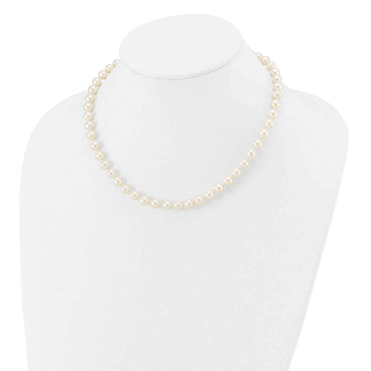 14k WG 7-8mm White Near Round Freshwater Cultured Pearl Necklace-WPN070W-16