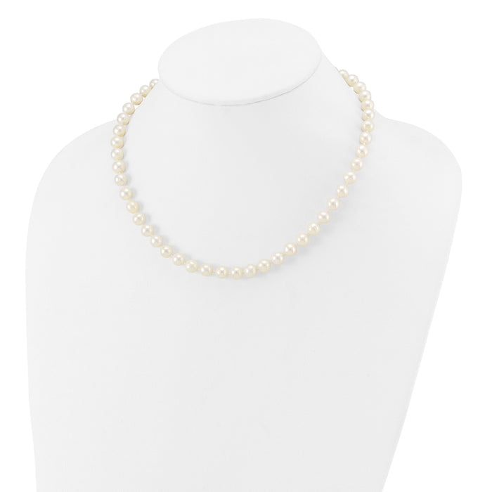 14k WG 7-8mm White Near Round Freshwater Cultured Pearl Necklace-WPN070W-16