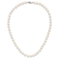 14k WG 7-8mm White Near Round Freshwater Cultured Pearl Necklace-WPN070W-16