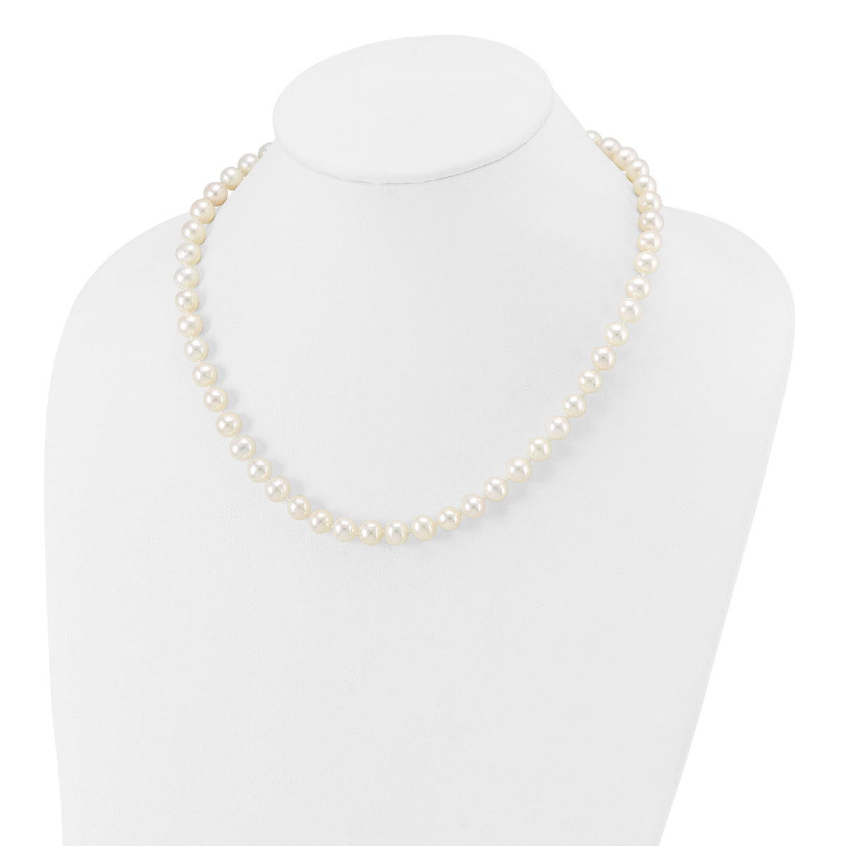 14k WG 7-8mm Near Rnd Wht Freshwater Cultured Pearl 18in Necklace-WPN070W-18