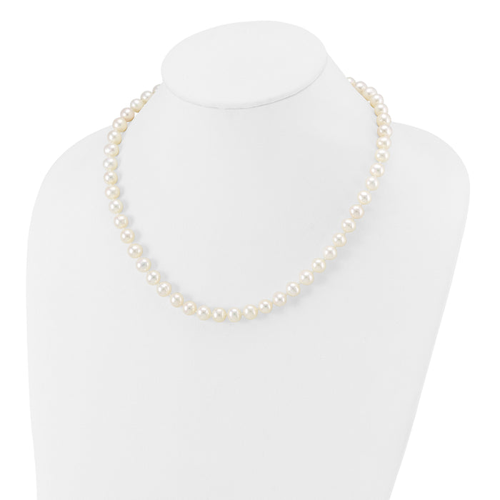 14k WG 7-8mm Near Rnd Wht Freshwater Cultured Pearl 18in Necklace-WPN070W-18