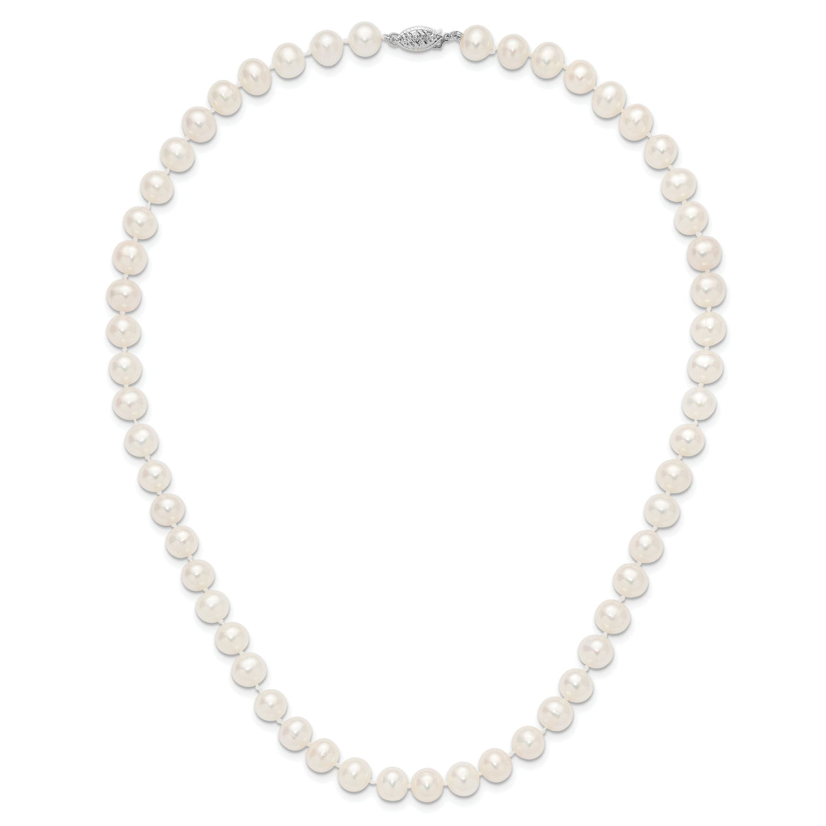 14k WG 7-8mm Near Rnd Wht Freshwater Cultured Pearl 18in Necklace-WPN070W-18