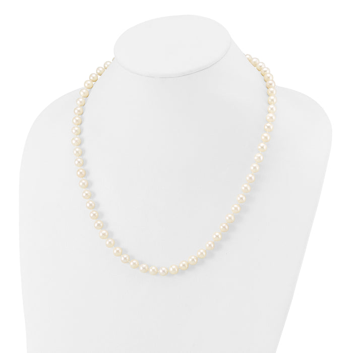 14k WG 7-8mm White Near Round Freshwater Cultured Pearl Necklace-WPN070W-20