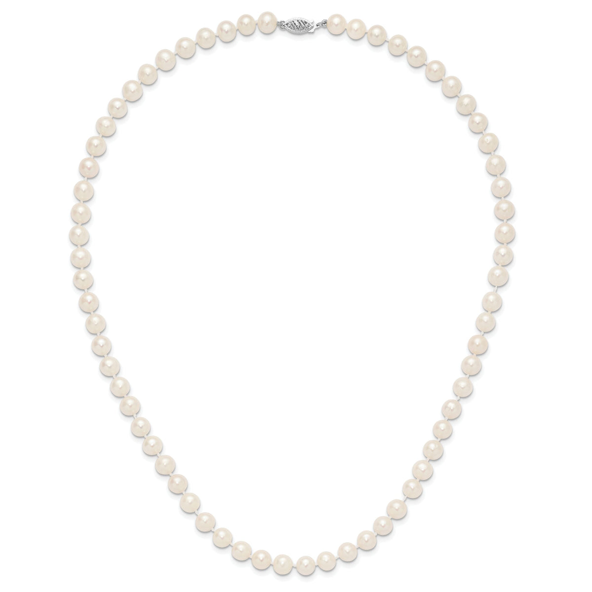 14k WG 7-8mm White Near Round Freshwater Cultured Pearl Necklace-WPN070W-20