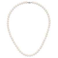 14k WG 7-8mm White Near Round Freshwater Cultured Pearl Necklace-WPN070W-20