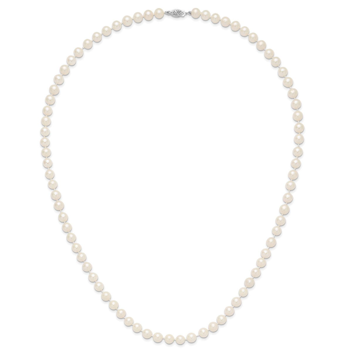 14k WG 7-8mm White Freshwater Cultured Pearl 24in Necklace-WPN070W-24