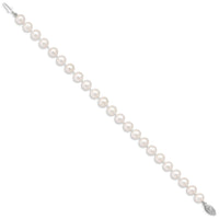 14k WG 7-8mm Near Rnd White Freshwater Cultured Pearl Bracelet-WPN070W-7.5